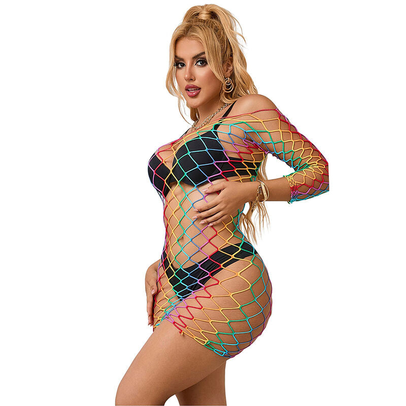 SUBBLIME - 952426 VESTIDO DE REDE MANGA COMPRIDA ARCO-ÍRIS TAMANHO ÚNICO