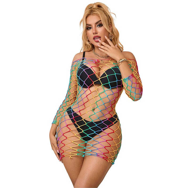 SUBBLIME - 952426 VESTIDO DE REDE MANGA COMPRIDA ARCO-ÍRIS TAMANHO ÚNICO