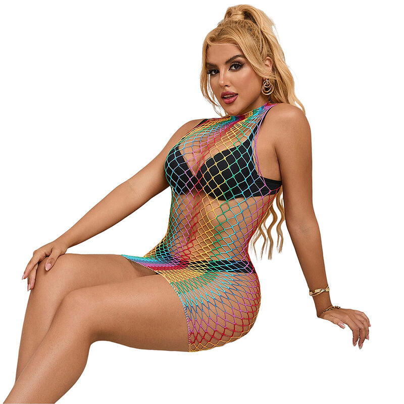 Subblime - 952433 Arco-Íris Gola Alta Sin Mangas Fishnet Vestido Tamanho Único
