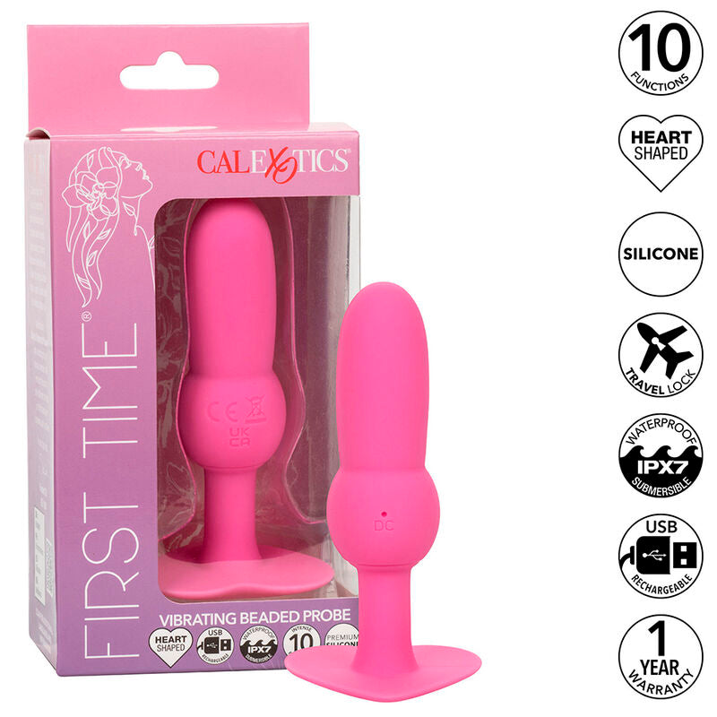 CALEXOTICS - FIRST TIME PLUG ANAL COM ESFERAS 10 VIBRAÇÕES ROSA