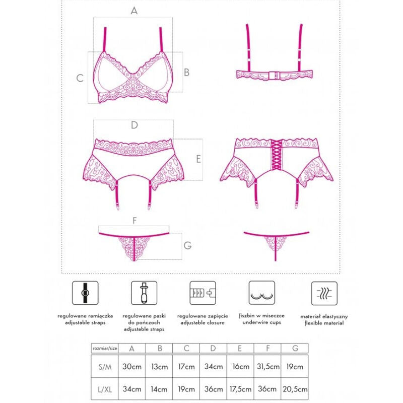 LIVCO CORSETTI FASHION - NAHIR LC 20214 SUTIÃ + CUECA + LIGUEIRO S/M