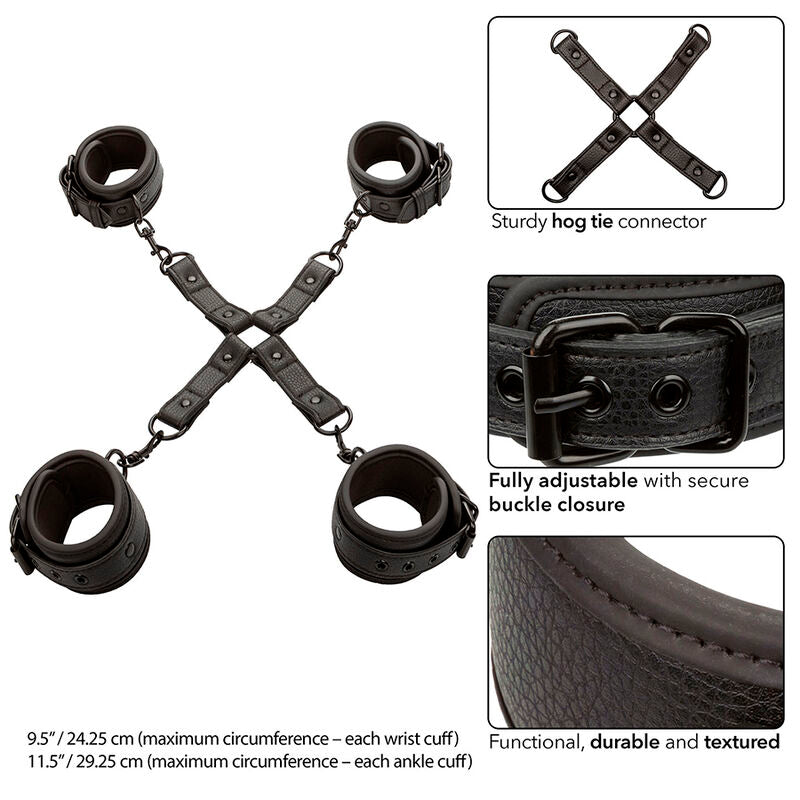CALEXOTICS - CONECTOR NOCTURNO HOG TIE CUERO AJUSTÁVEL PRETO