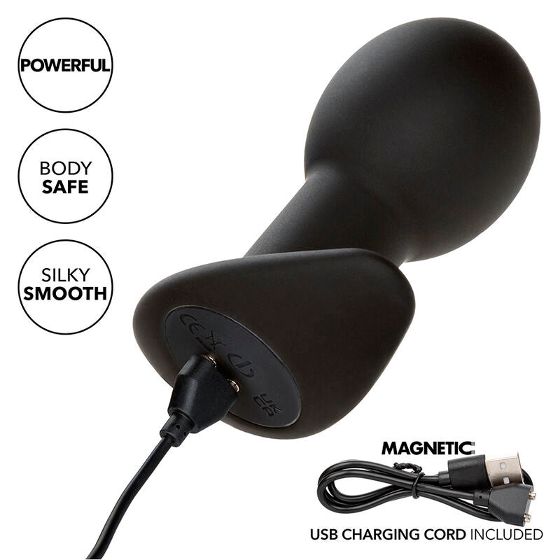 CALEXOTICS - ROCK BOTTOM PLUG ANAL 10 VIBRAÇÕES SILICONA PRETO