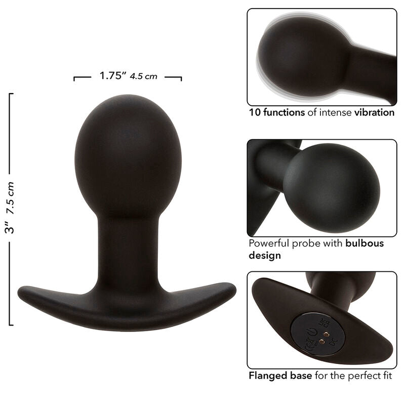 CALEXOTICS - ROCK BOTTOM PLUG ANAL 10 VIBRAÇÕES SILICONA PRETO