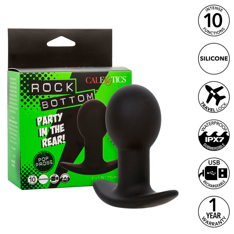 CALEXOTICS - ROCK BOTTOM PLUG ANAL 10 VIBRAÇÕES SILICONA PRETO