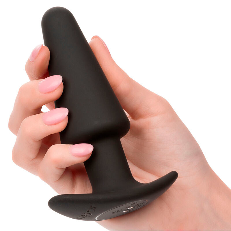 CALEXOTICS - ROCK BOTTOM PLUG ANAL CÔNICO 10 VIBRAÇÕES SILICONA PRETO