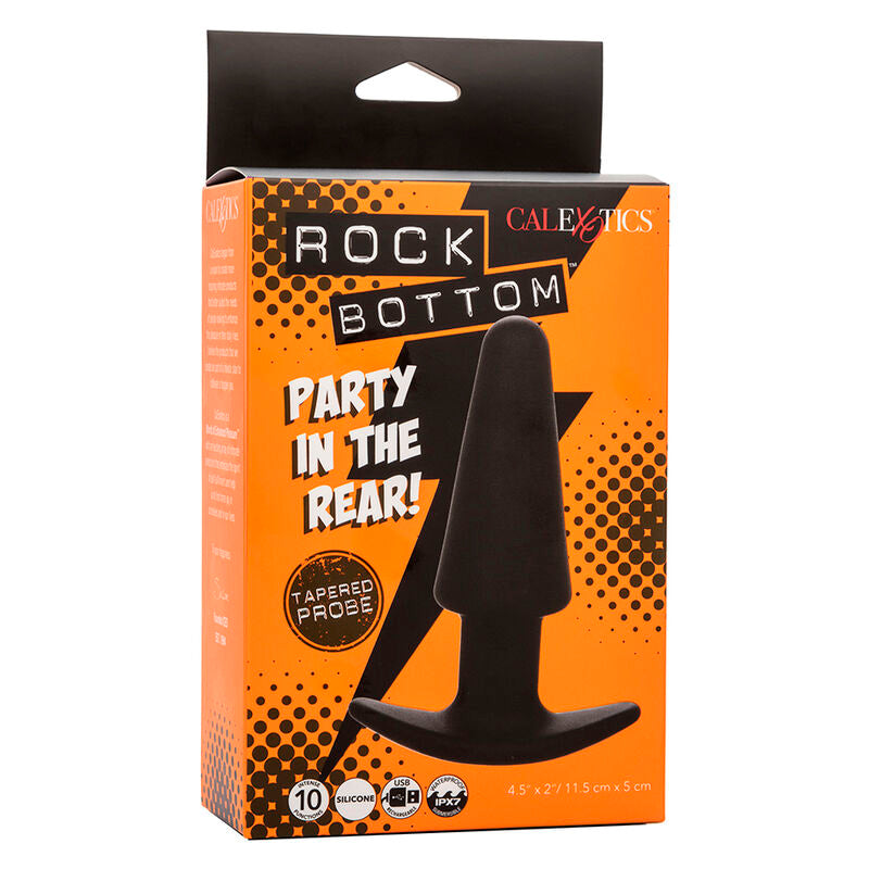 CALEXOTICS - ROCK BOTTOM PLUG ANAL CÔNICO 10 VIBRAÇÕES SILICONA PRETO