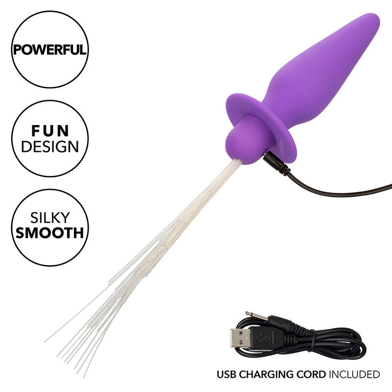 CALEXOTICS - PLUG ANAL ILUMINADO AURORAS DEL SUR 10 VIBRAÇÕES SILICONA ROXO