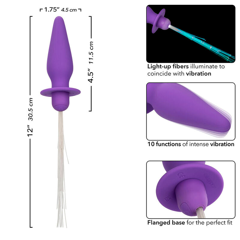 CALEXOTICS - PLUG ANAL ILUMINADO AURORAS DEL SUR 10 VIBRAÇÕES SILICONA ROXO