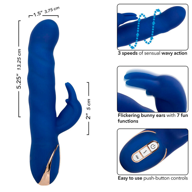 CALEXOTICS - JACK VIBRADOR RABBIT COM MOVIMENTO DE ONDAS AZUL