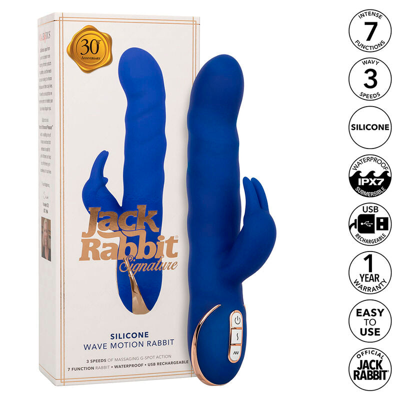 CALEXOTICS - JACK VIBRADOR RABBIT COM MOVIMENTO DE ONDAS AZUL