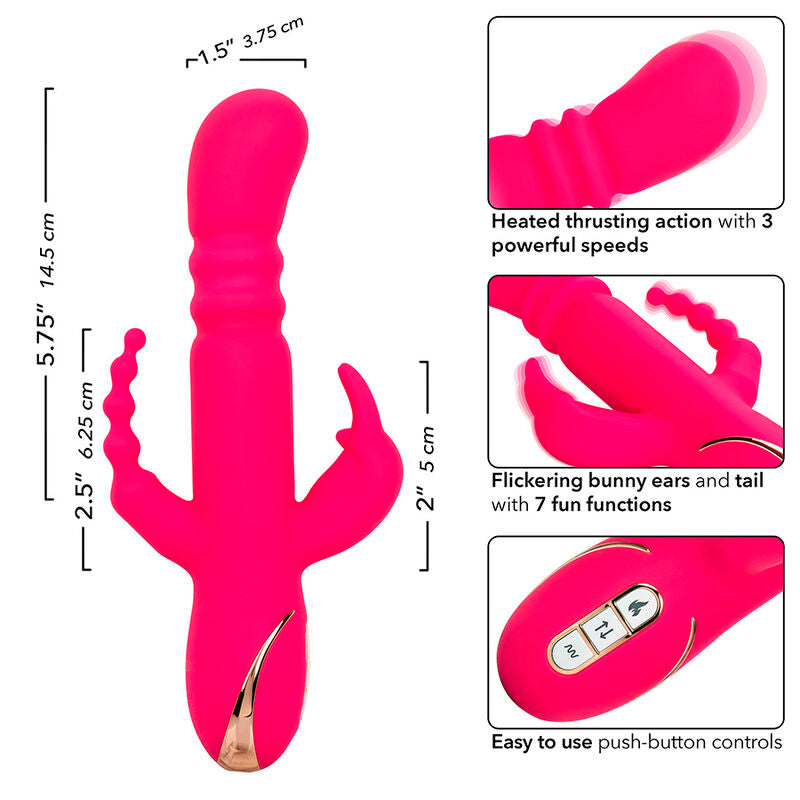 CALEXOTICS - JACK FANTASY VIBRADOR TRIPLO RABBIT AQUECIDO ROSA