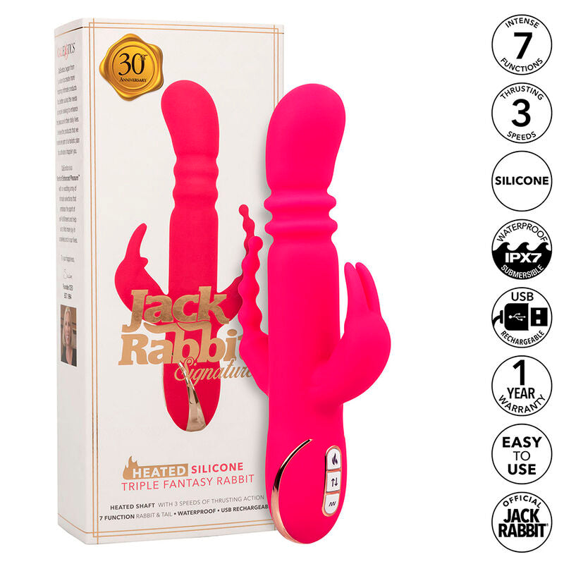 CALEXOTICS - JACK FANTASY VIBRADOR TRIPLO RABBIT AQUECIDO ROSA