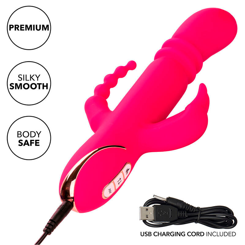 CALEXOTICS - JACK FANTASY VIBRADOR TRIPLO RABBIT AQUECIDO ROSA