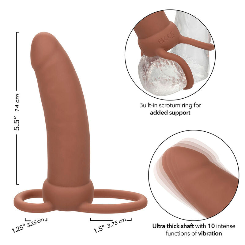 CALEXOTICS - MAXX GRUESO DUAL PENETRADOR 10 VIBRAÇÕES MARROM
