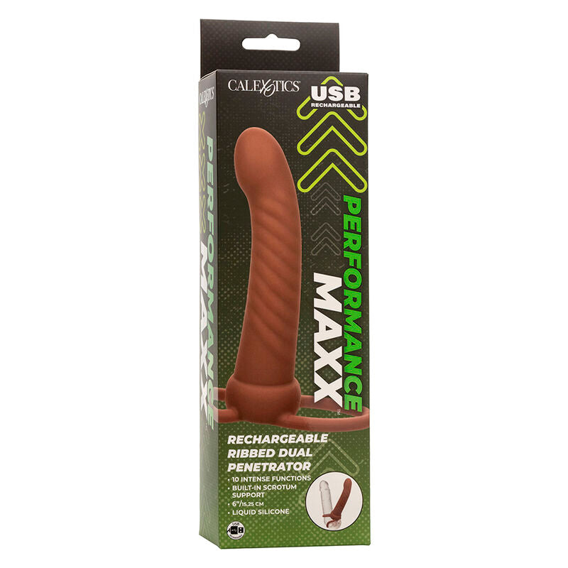 Calexotics - Maxx Ribbed Dual Penetrator 10 Vibraciones Marrom