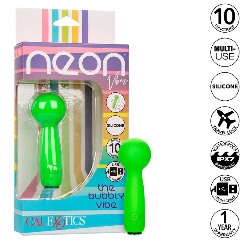 Calexotics - Neon Vibes Bubbly Vibe Mini Masajeador 10 Vibraciones Verde