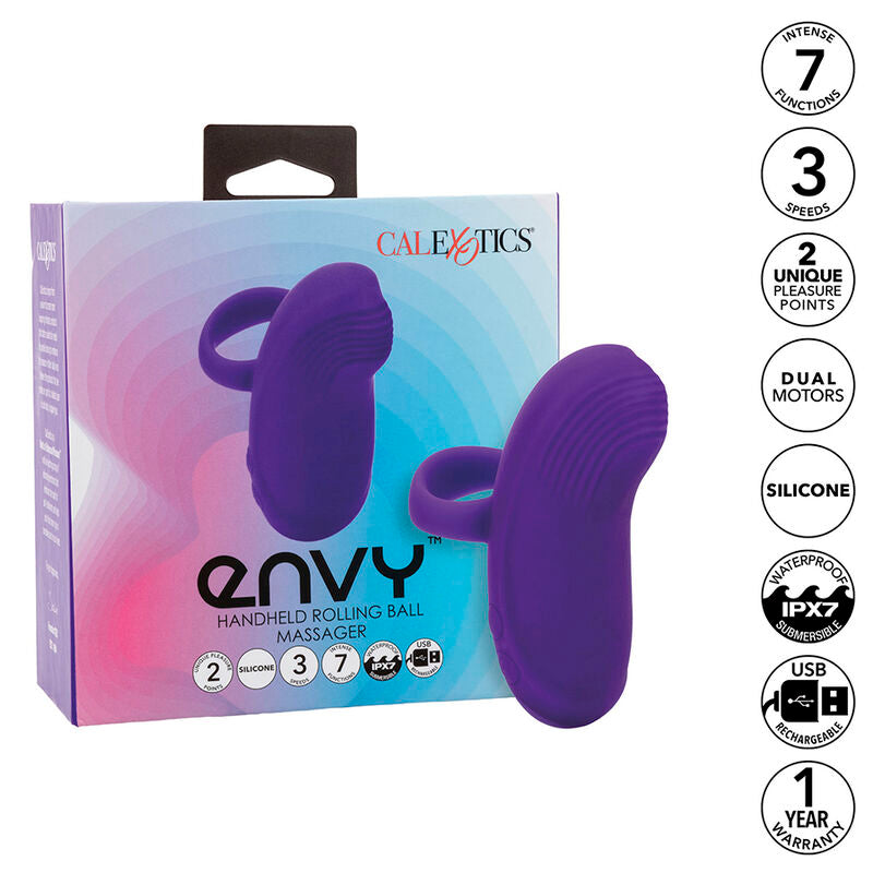 CALEXOTICS - ENVY MASAJEADOR DE BOLA RODANTE DE MANO 7 VIBRAÇÕES ROXO