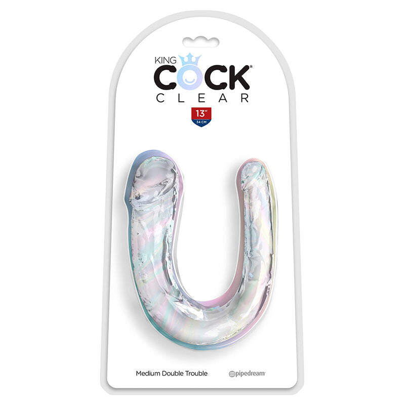 KING COCK - DILDO DOBLE PROBLEMA DUPLO 33 CM TRANSPARENTE