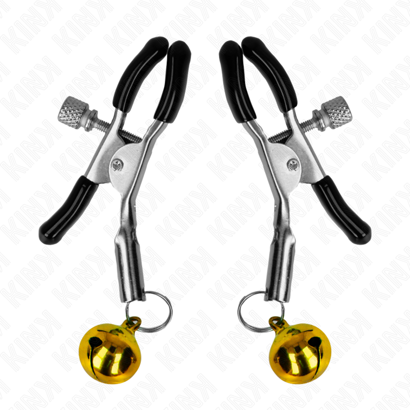 KINK - PINÇAS PARA MAMILOS COM GUARDA-SINO DOURADO 6 CM