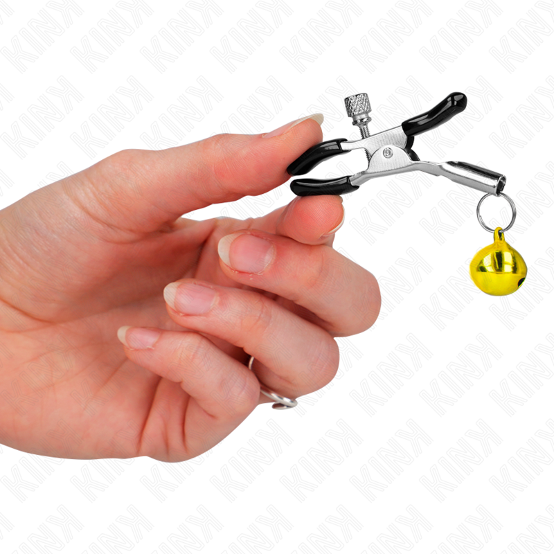 KINK - PINÇAS PARA MAMILOS COM GUARDA-SINO DOURADO 6 CM