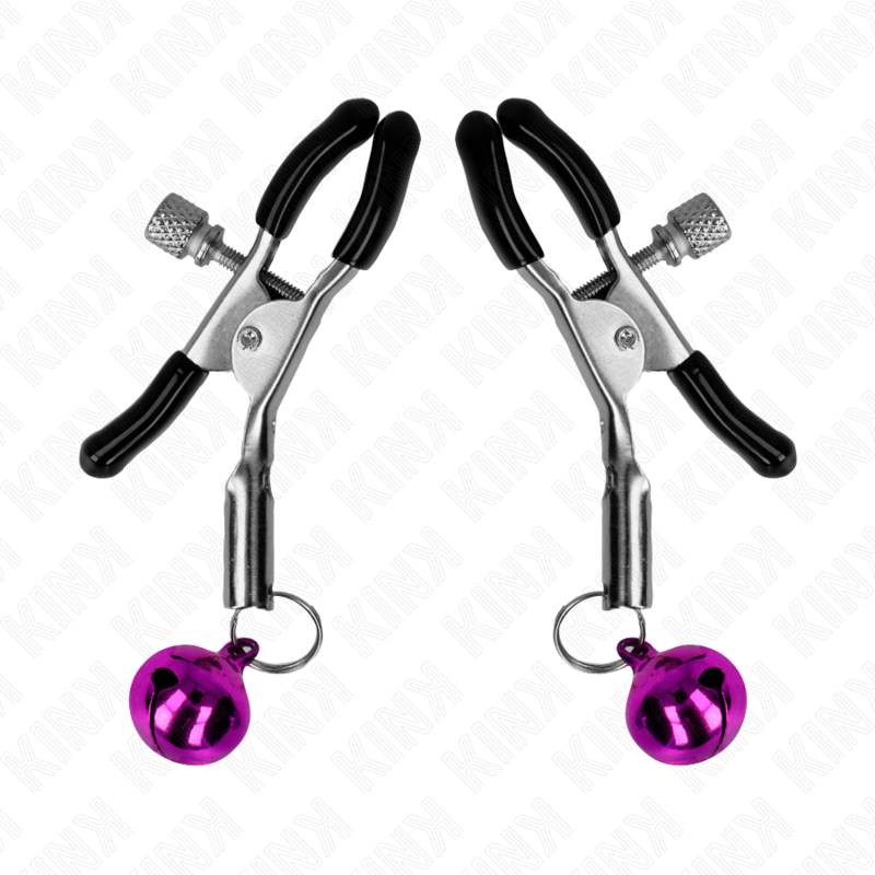 KINK - PINÇAS PARA MAMILOS COM GUARDA-SINO VIOLETA 6 CM