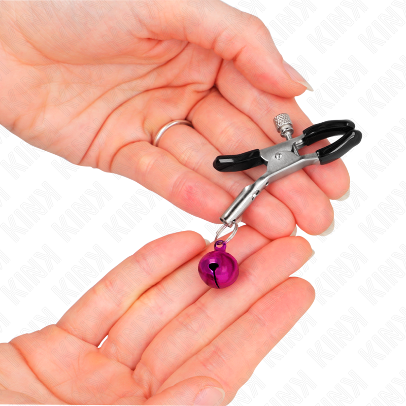 KINK - PINÇAS PARA MAMILOS COM GUARDA-SINO VIOLETA 6 CM