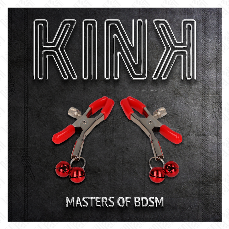KINK - PINÇAS VERMELHAS PARA MAMILOS COM DUPLO GUARDA-SINO VERMELHO 6 CM