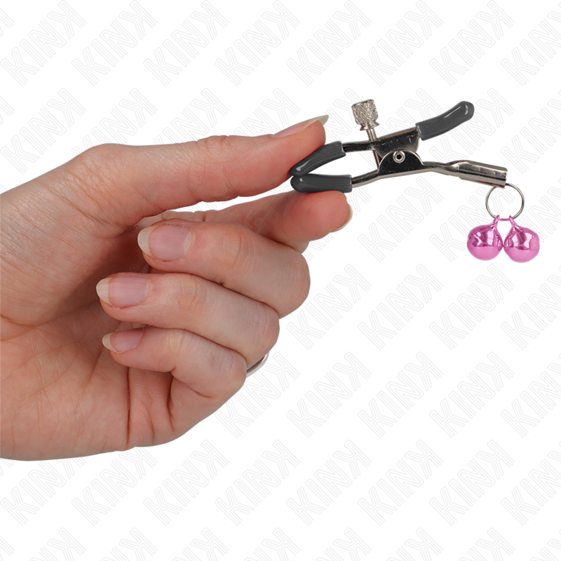 KINK - PINÇAS PARA MAMILOS COM DUPLO GUARDA-SINO ROSA 6 CM