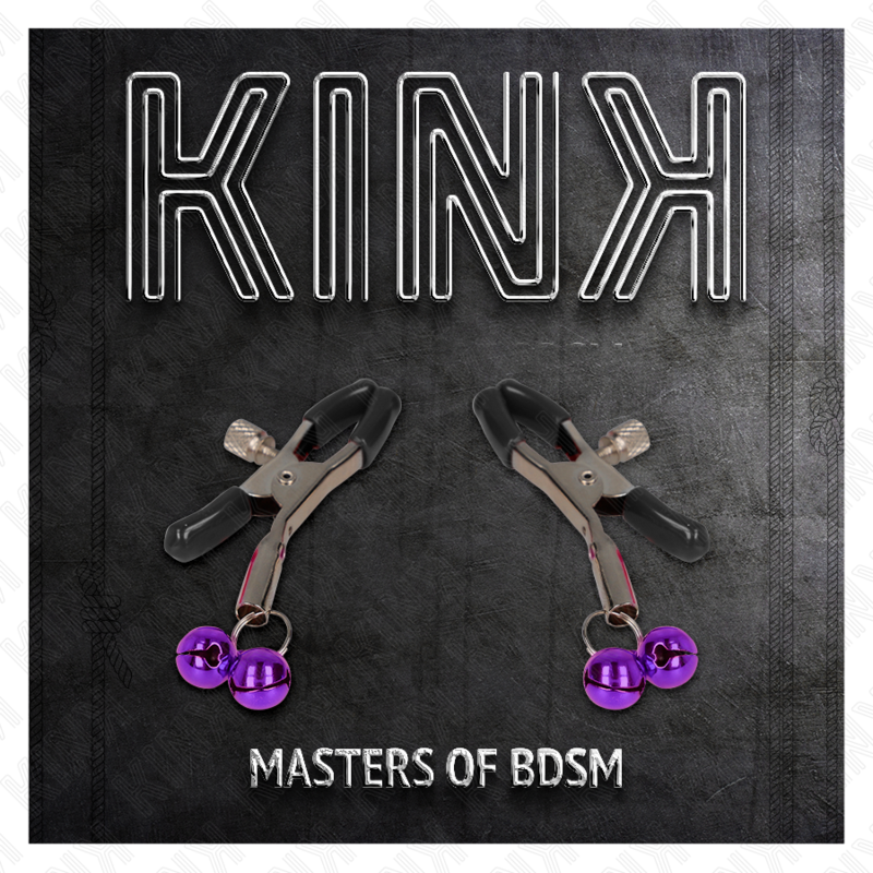 KINK - PINÇAS PARA MAMILOS COM DUPLO GUARDA-SINO VIOLETA 6 CM