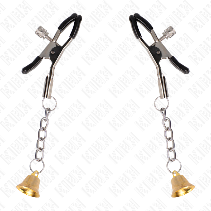 KINK - PINÇAS PARA MAMILOS COM PENDENTE DE SINO DOURADO 6 CM