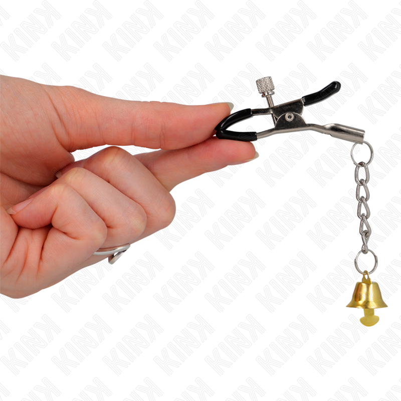 KINK - PINÇAS PARA MAMILOS COM PENDENTE DE SINO DOURADO 6 CM