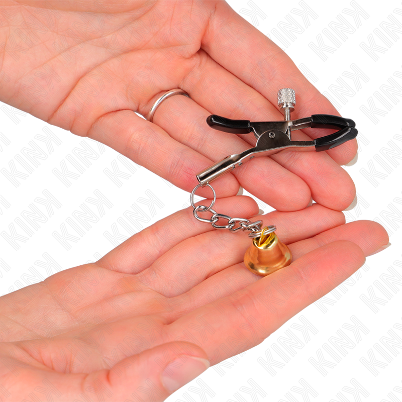 KINK - PINÇAS PARA MAMILOS COM PENDENTE DE SINO DOURADO 6 CM