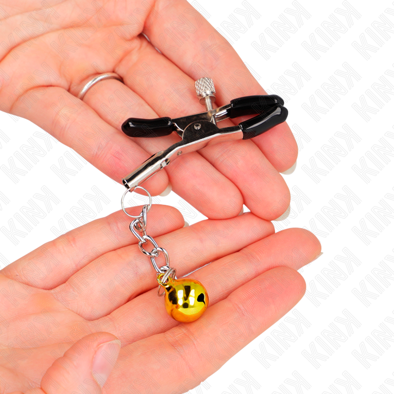 KINK - PINÇAS PARA MAMILOS COM PENDENTE DE CASCAVEL DOURADA 6 CM