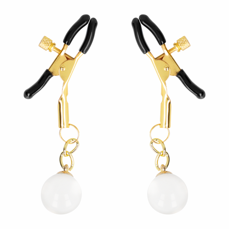 KINK - PINÇAS DOURADAS PARA MAMILOS COM PENDENTE DE VIDRO 6 CM
