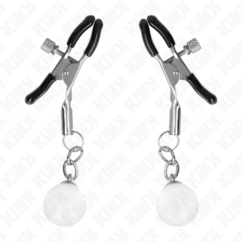 KINK - PINÇAS PRATEADAS PARA MAMILOS COM PENDENTE DE VIDRO 6 CM