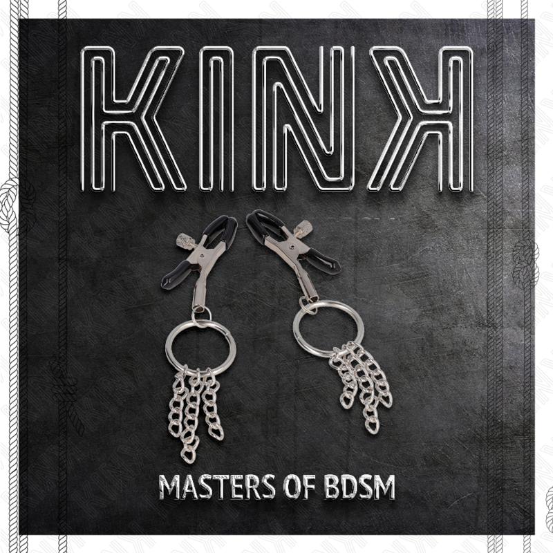 KINK - PINÇAS PARA MAMILOS COM ARGOLA E PEQUENAS CORRENTES PRATEADAS 6 CM