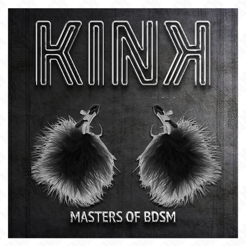 KINK - PINÇAS PARA MAMILOS COM PENA PRETA 7 CM