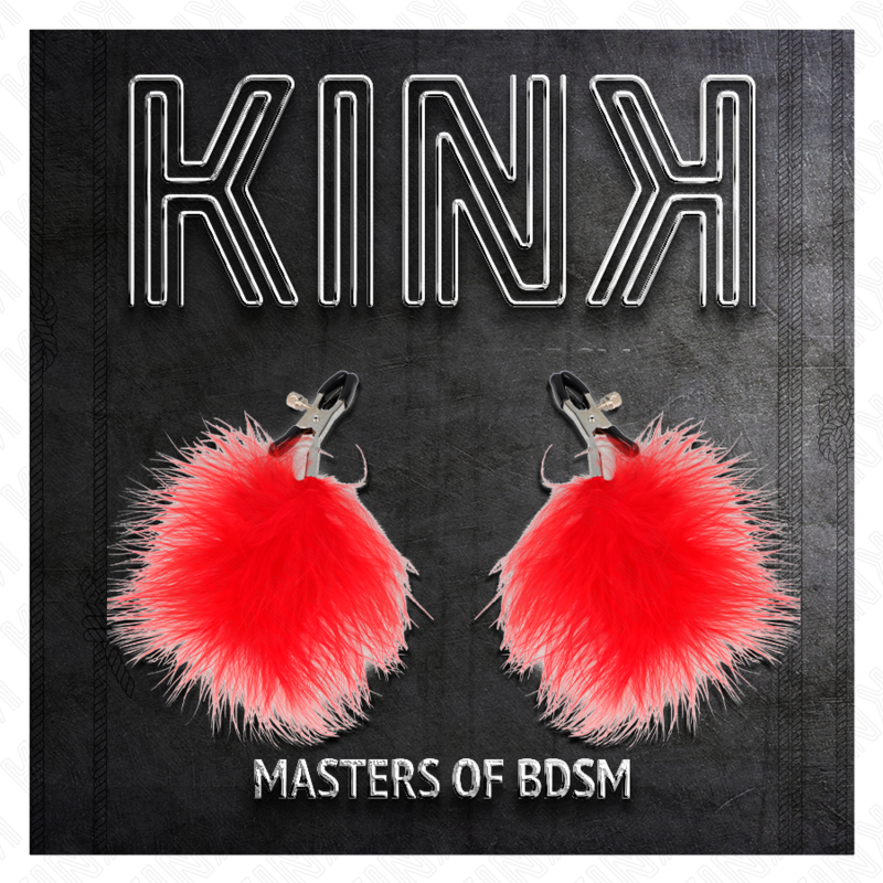 KINK - PINÇAS PARA MAMILOS COM PENA VERMELHA 7 CM