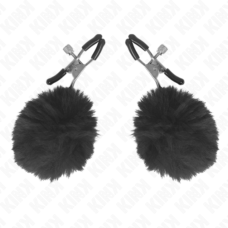 KINK - PINÇAS PARA MAMILOS COM POMPOM PRETO 6 CM