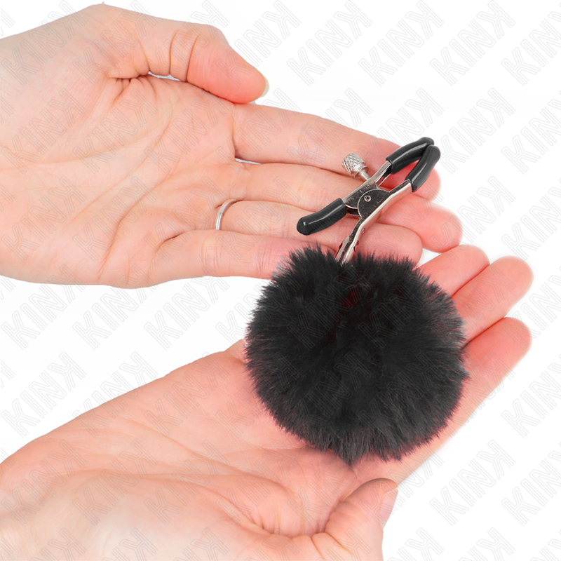 KINK - PINÇAS PARA MAMILOS COM POMPOM PRETO 6 CM
