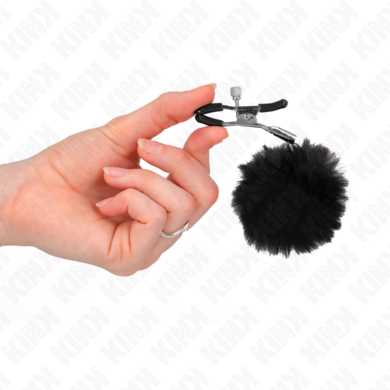 KINK - PINÇAS PARA MAMILOS COM POMPOM PRETO 6 CM