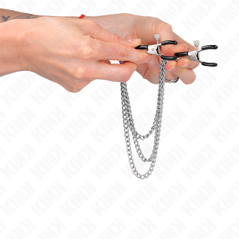 Kink - Pinças Para Bicos Con 3 Correntes Prata 20 23 28 Cm