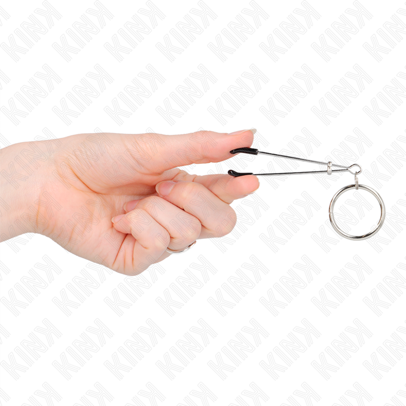 KINK - PINÇAS PARA MAMILOS FINAS COM ARGOLA PRATEADA 7 CM