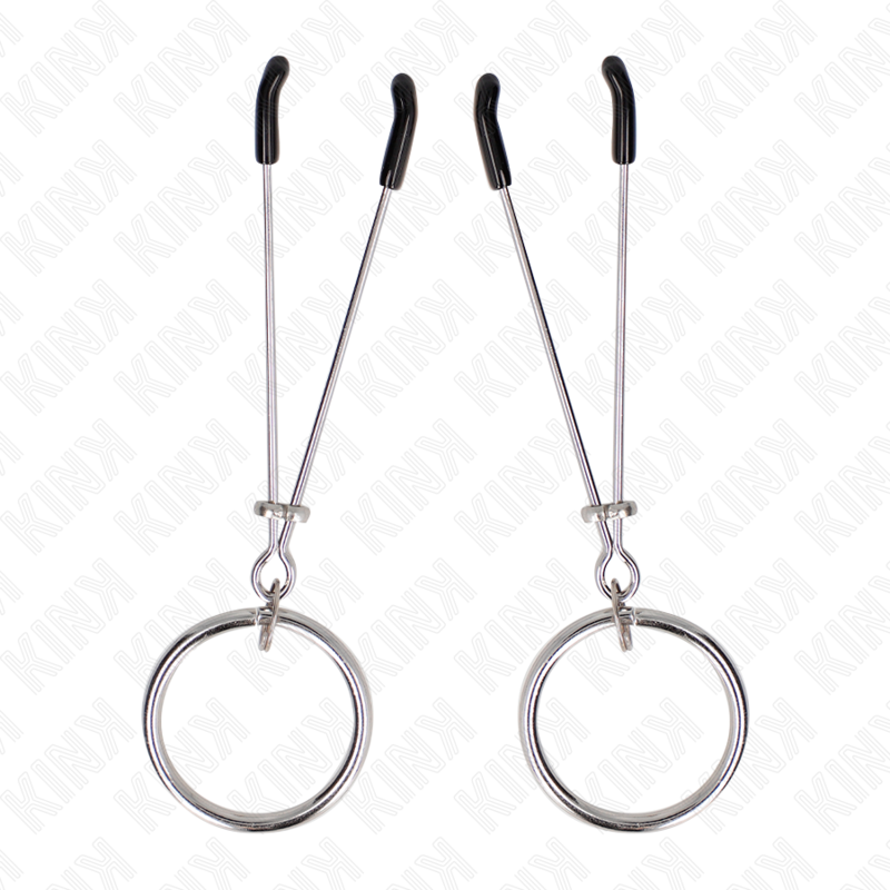 KINK - PINÇAS PARA MAMILOS FINAS COM ARGOLA PRATEADA 7 CM