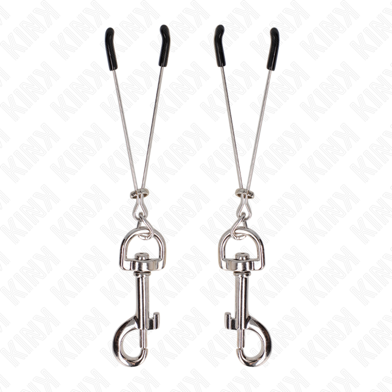 KINK - PINÇAS PARA MAMILOS FINAS COM GANCHO PRATEADO 7 CM