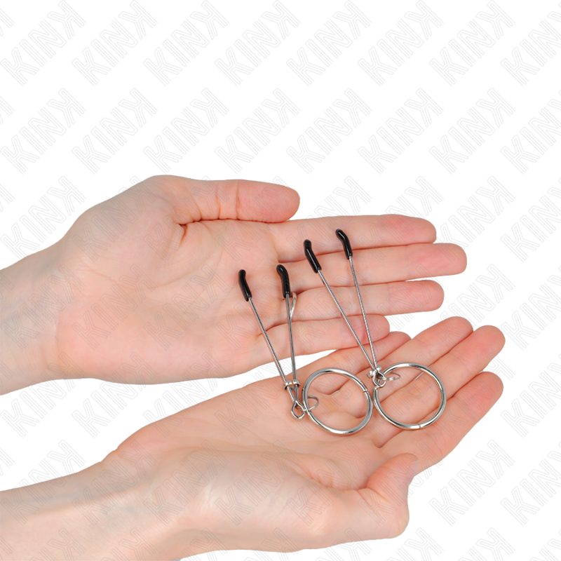 KINK - PINÇAS PARA MAMILOS FINAS COM ARGOLA PRATEADA 7 CM
