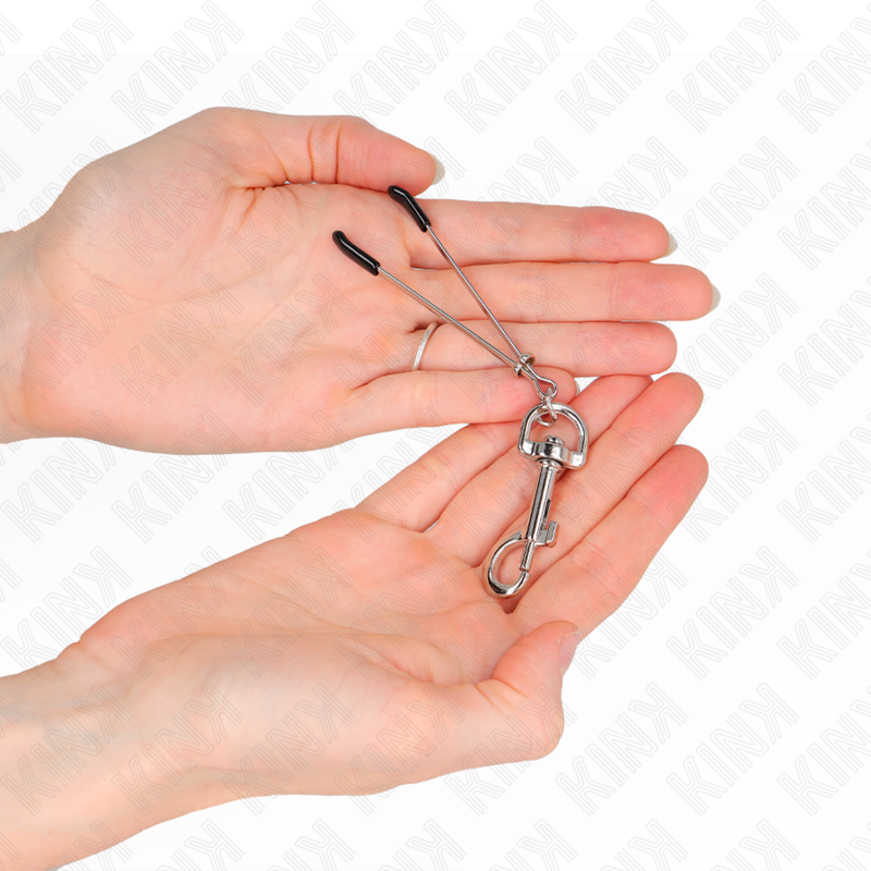 KINK - PINÇAS PARA MAMILOS FINAS COM GANCHO PRATEADO 7 CM