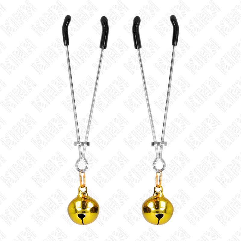 KINK - PINÇAS PARA MAMILOS FINAS COM CASCAVEL DOURADA 7 CM