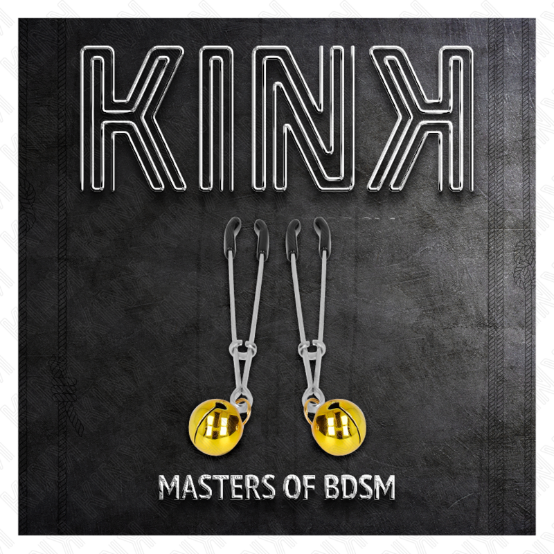 KINK - PINÇAS PARA MAMILOS FINAS COM CASCAVEL DOURADA 7 CM